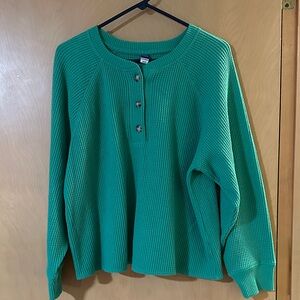Old Navy Petite Green Thermal Top